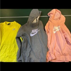 Nike Kids Hoodie Set - Gray, Pink, and Yellow